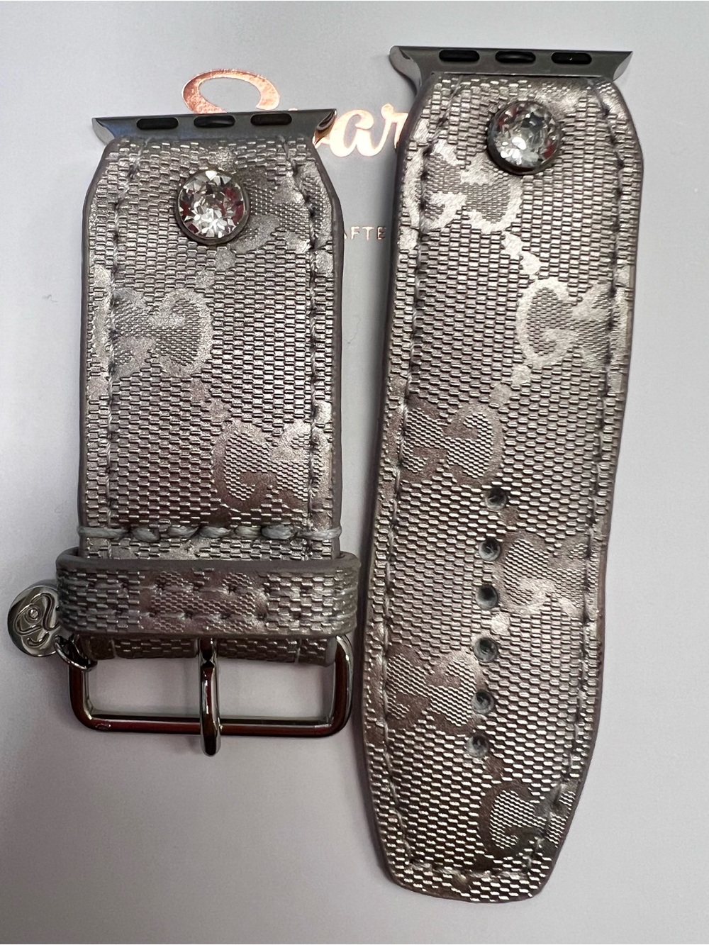 Spark*l band Silver Imprime  Watch band with Clear Crystal Accent - Picture 3 of 5